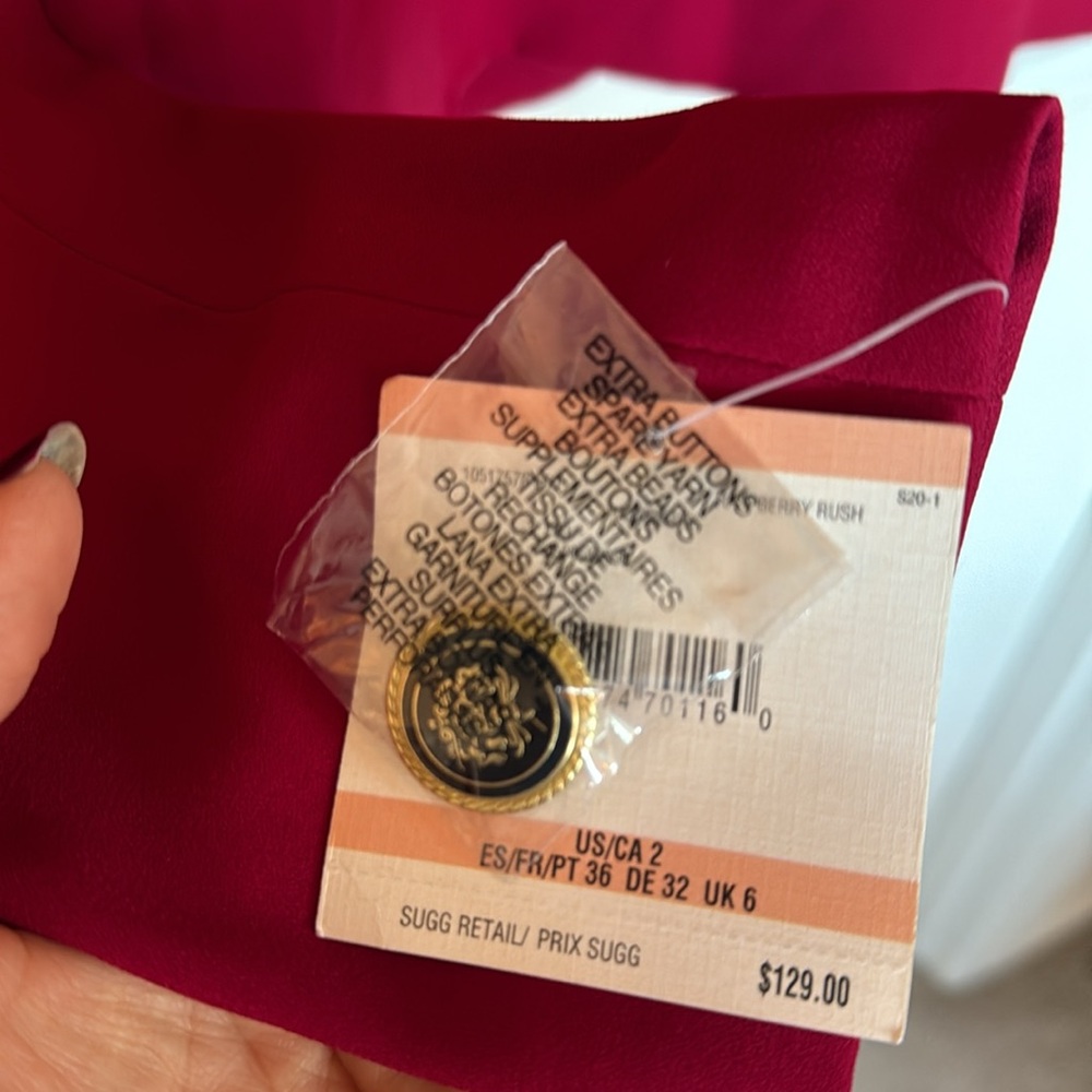 Anne Klein Raspberry Color Blazer Structured Suit Jacket - Picture 6 of 6